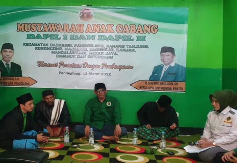 Partai Persatuan Pembangunan (PPP) Kabupaten Pandeglang terus melakukan konsolidasi menghadapi Pemilihan Legislatif (Pileg) 2024 nanti. Meraih sebanyak 8 kursi di DPRD pun dicanangkan.