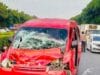 Sebanyak 14 orang harus dilarikan ke rumah sakit karena terluka akibat kecelakaan lalu lintas di Jalan Tol Tangerang - Merak Km 64 pagi ini, Rabu 23 Maret 2022.