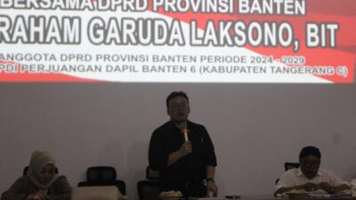 Abraham Garuda Laksono, anggota DPRD Banten, menggelar sosialisasi Peraturan Daerah (Perda) Provinsi Banten Nomor 2 Tahun 2024 tentang Pemajuan Kebudayaan Daerah. Kegiatan ini berlangsung pada Rabu malam, 30 Oktober 2024, di Padepokan Kebangsaan Karang Tumaritis, Kelapa Dua, Kabupaten Tangerang, dengan dihadiri oleh ratusan peserta dari berbagai kalangan.