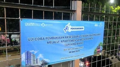Uji coba akses baru di Stasiun Tanjung Barat oleh KAI untuk tingkatkan konektivitas transportasi bagi penghuni Apartemen Samesta Mahata.