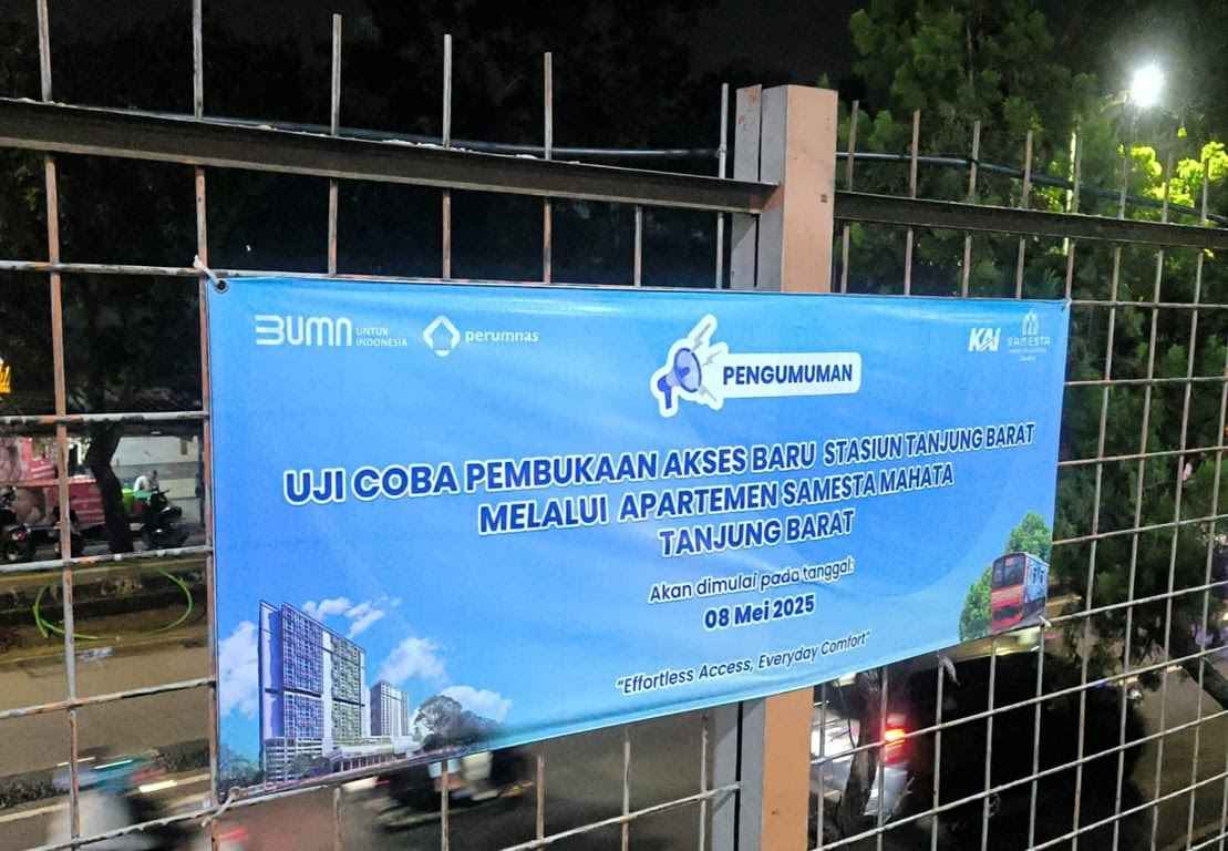 Uji coba akses baru di Stasiun Tanjung Barat oleh KAI untuk tingkatkan konektivitas transportasi bagi penghuni Apartemen Samesta Mahata.