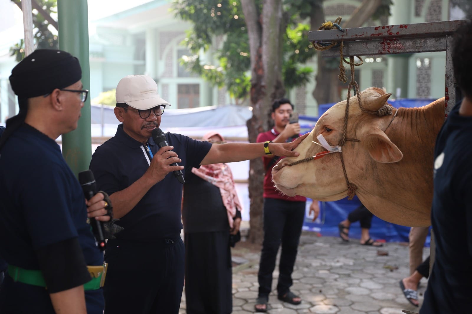Iduladha 1446 Hijriah di Masjid Raya Al-A’zhom, Kota Tangerang, dengan penyembelihan hewan kurban dan distribusi 5.000 paket daging.
