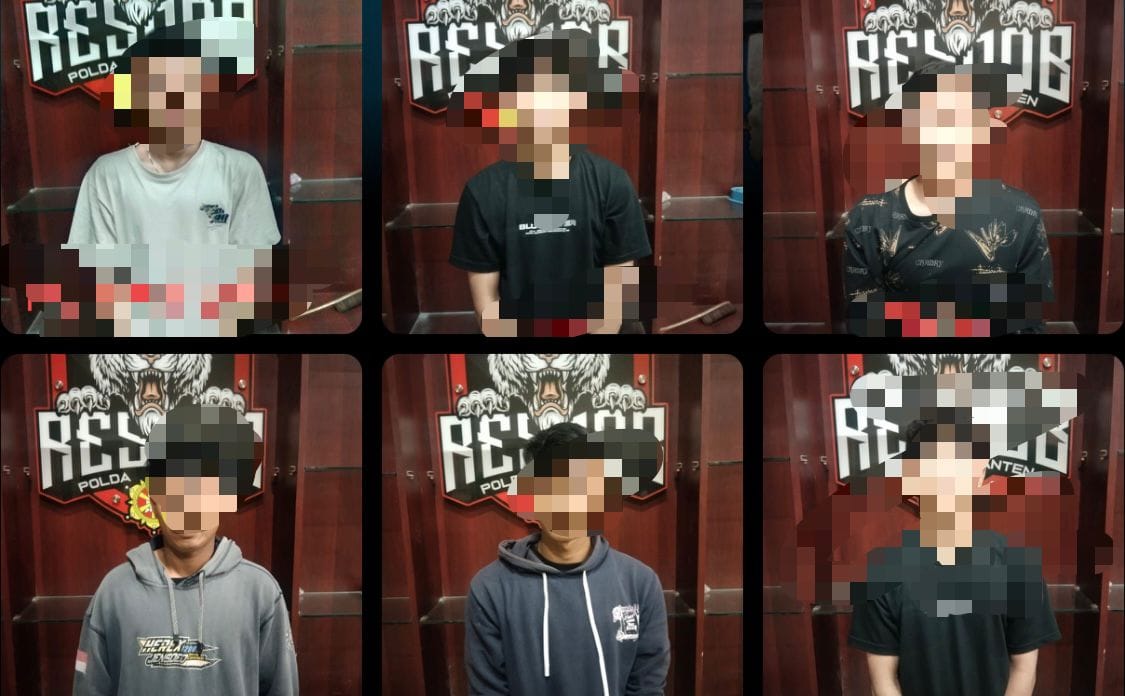 Enam pelaku balap liar ditangkap Tim Resmob Polda Banten di kawasan KP3B Serang, bersama barang bukti motor, HP, dan uang taruhan.