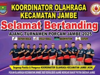 Porcam Kecamatan Jambe 2025 meriahkan HUT RI ke-80 dengan bulutangkis, voli, dan catur, mempererat kebersamaan warga.