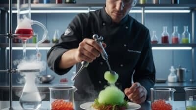 Gastronomi molekuler menggabungkan seni dan sains untuk menciptakan hidangan unik dengan teknik modern seperti sferifikasi, gelifikasi, dan foam.