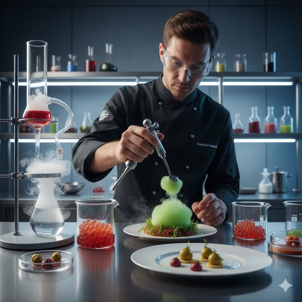 Gastronomi molekuler menggabungkan seni dan sains untuk menciptakan hidangan unik dengan teknik modern seperti sferifikasi, gelifikasi, dan foam.