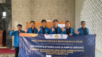 Pelatihan keamanan siber Unpam di SMAN 1 Pamarayan bekali siswa generasi digital dengan literasi keamanan data dan sikap bijak berinternet.