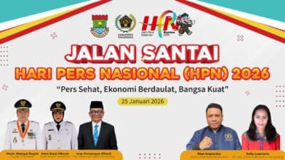 PWI Kabupaten Tangerang bersama Pemkab Tangerang menggelar jalan santai di Tigaraksa untuk menyukseskan Hari Pers Nasional 2026.