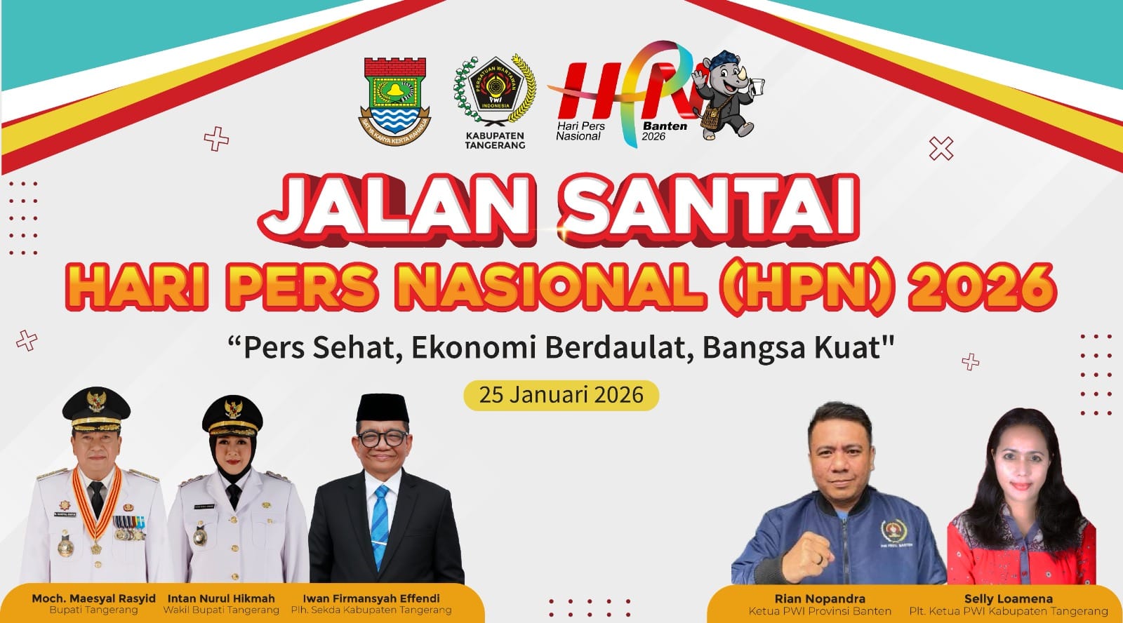 PWI Kabupaten Tangerang bersama Pemkab Tangerang menggelar jalan santai di Tigaraksa untuk menyukseskan Hari Pers Nasional 2026.
