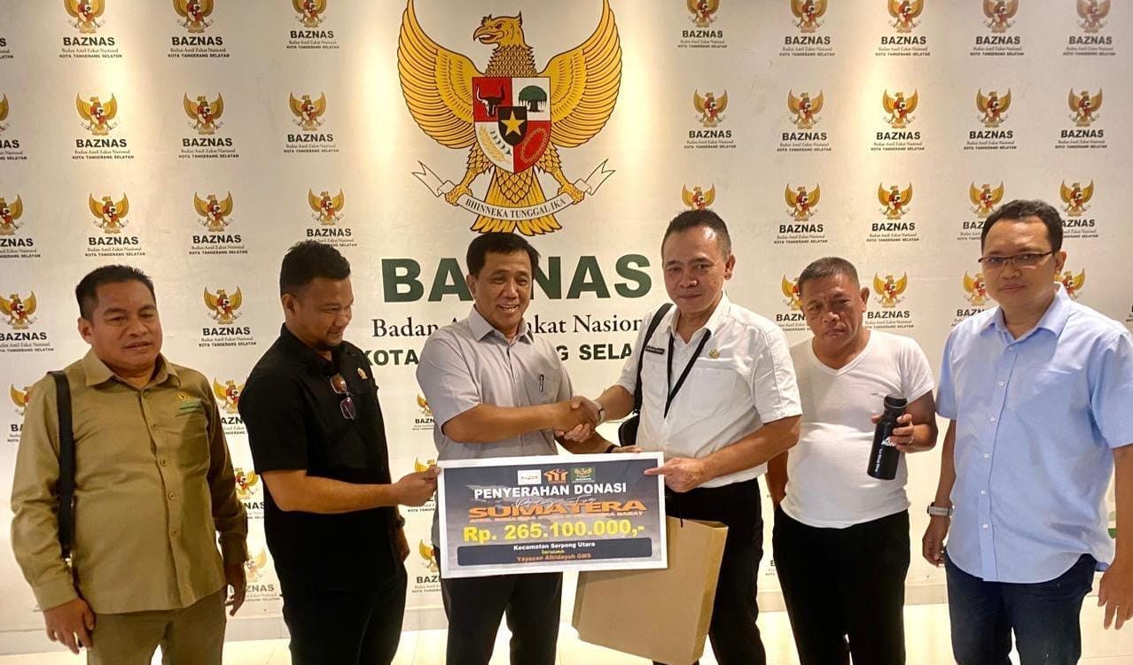 Yayasan Al-Hidayah bersama Kecamatan Serpong Utara menghimpun Rp265 juta dan menyalurkan bantuan korban bencana Sumatera lewat Baznas.