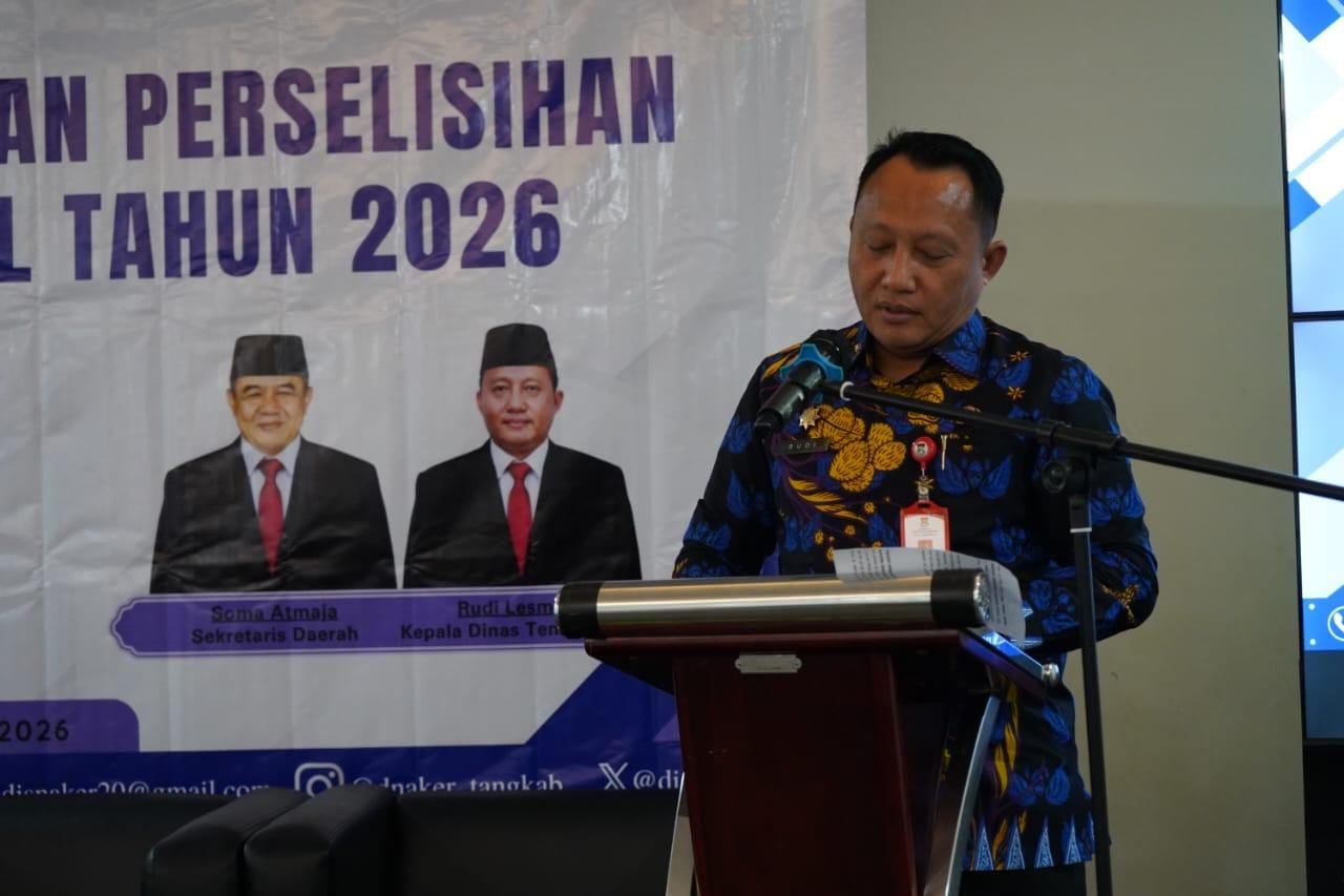 Disnaker Kabupaten Tangerang menggelar sosialisasi penyelesaian perselisihan hubungan industrial untuk pengusaha dan pekerja.