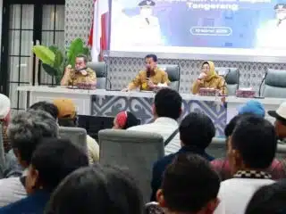 Bupati Tangerang Maesyal Rasyid memaparkan capaian pembangunan selama satu tahun, mulai ekonomi, kesehatan, pendidikan hingga infrastruktur.