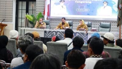 Bupati Tangerang Maesyal Rasyid memaparkan capaian pembangunan selama satu tahun, mulai ekonomi, kesehatan, pendidikan hingga infrastruktur.