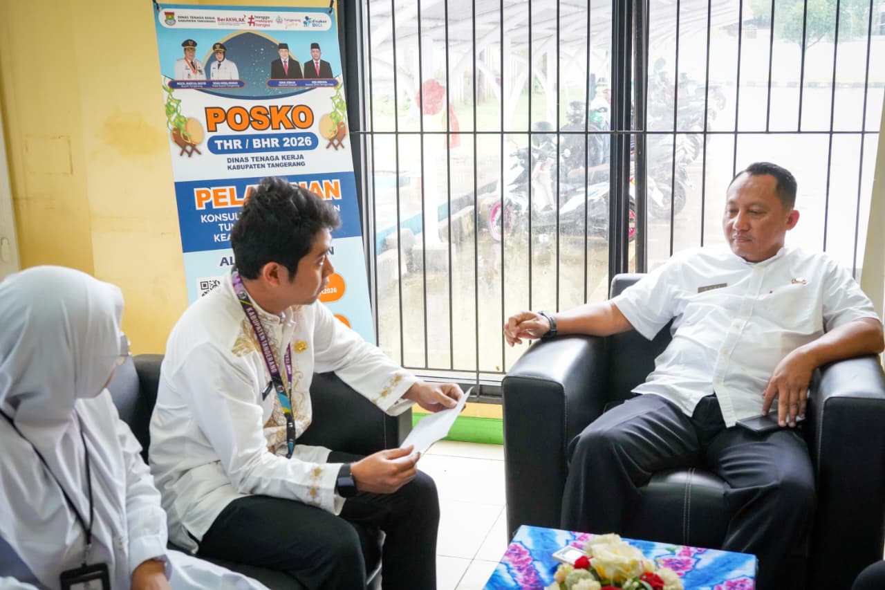 Disnaker Kabupaten Tangerang buka Posko THR 2026 untuk pengaduan, konsultasi, dan informasi hak pekerja jelang Idul Fitri.