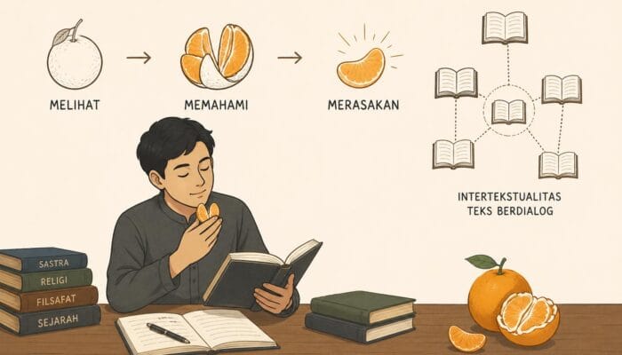 Refleksi belajar sastra dan religi: dari analisis akal menuju rasa, memahami teks sebagai pengalaman batin yang utuh dan mendalam.