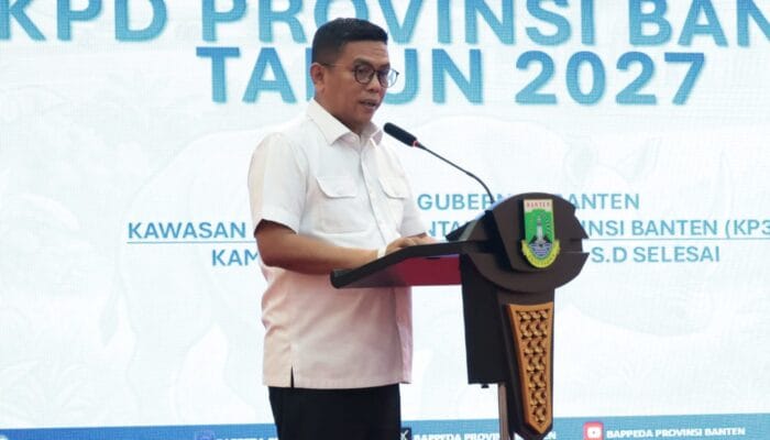 Gubernur Andra Soni paparkan IPM 77,25 dan pertumbuhan ekonomi Banten 5,37 persen dalam Musrenbang RKPD 2027.