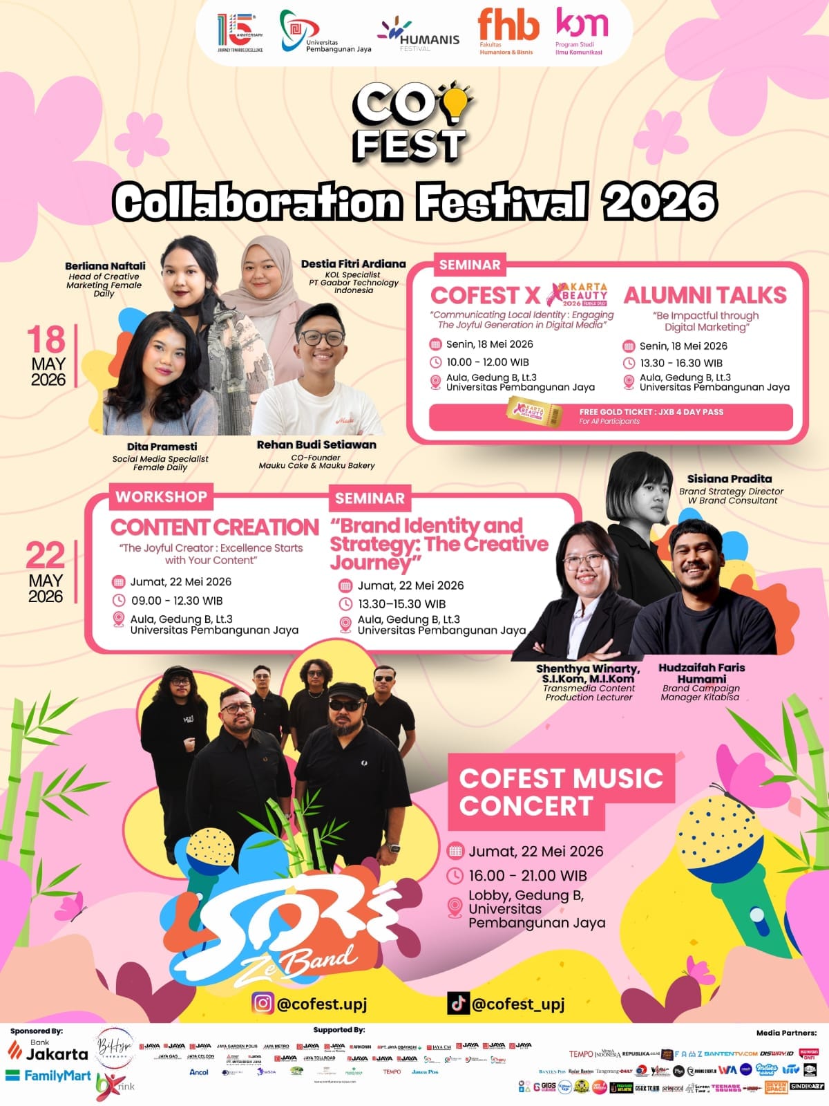 Memasuki tahun ke-11, CoFest 2026 UPJ menjadi ruang kreativitas, kolaborasi, dan pengembangan potensi generasi muda.