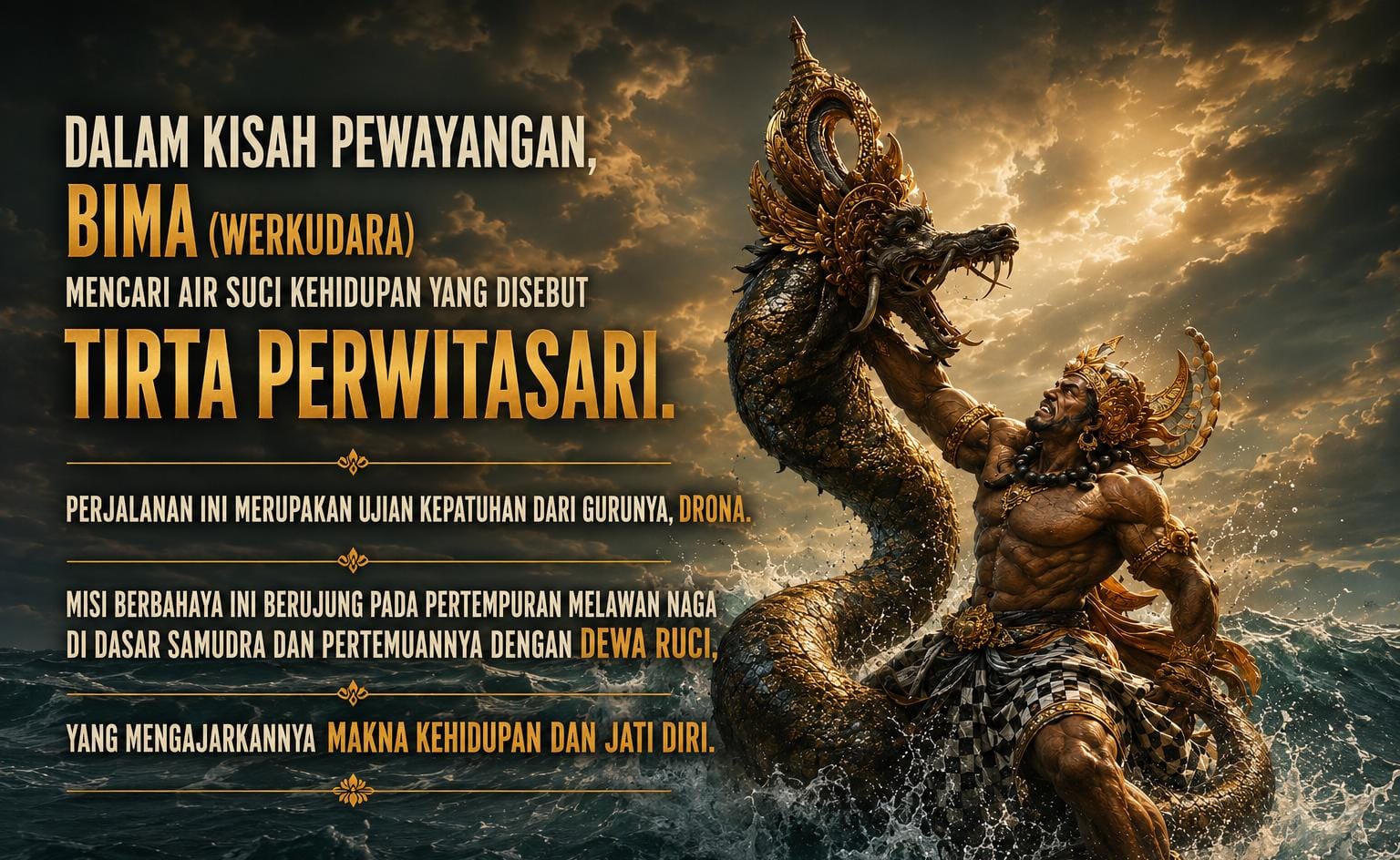 Menelusuri krisis identitas Indonesia lewat tasawuf, Dewa Ruci, dan warisan leluhur Nusantara yang tercerabut modernitas.