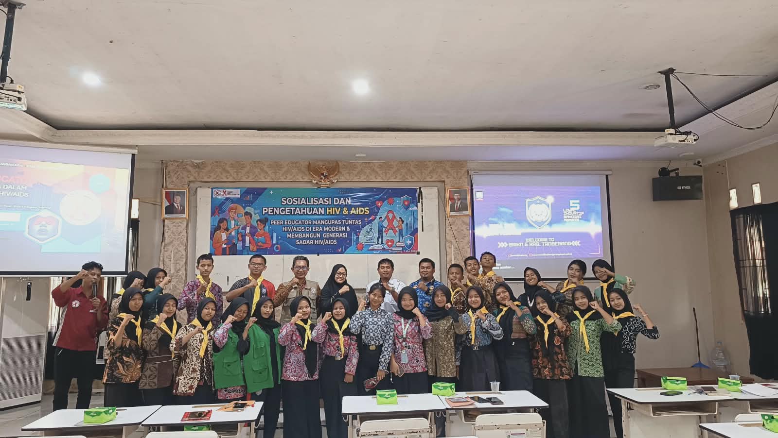 WPA Desa Tegal Kunir Lor edukasi pelajar SMK Negeri 5 Kabupaten Tangerang soal pencegahan HIV/AIDS lewat peer educator.