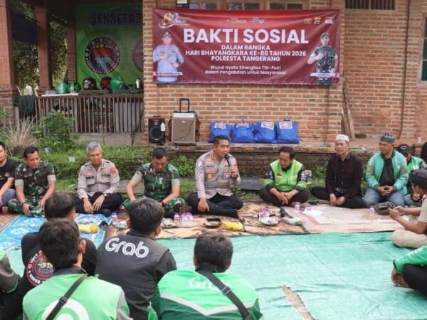Polresta Tangerang Gelar Baksos Bersama Komunitas Ojol Sambut Hari Bhayangkara ke-80