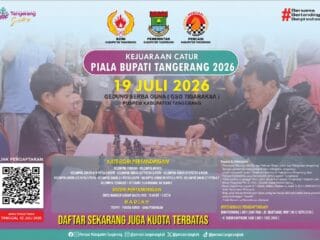 Piala Bupati Tangerang 2026 membuka kesempatan bagi pecatur muda dan senior untuk berkompetisi sekaligus masuk pembinaan atlet daerah.