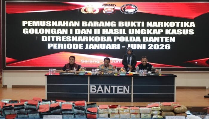 Sebanyak 73,2 kilogram sabu dimusnahkan Polda Banten saat HANI 2026. Barang bukti senilai Rp90,5 miliar diklaim menyelamatkan 332 ribu jiwa.