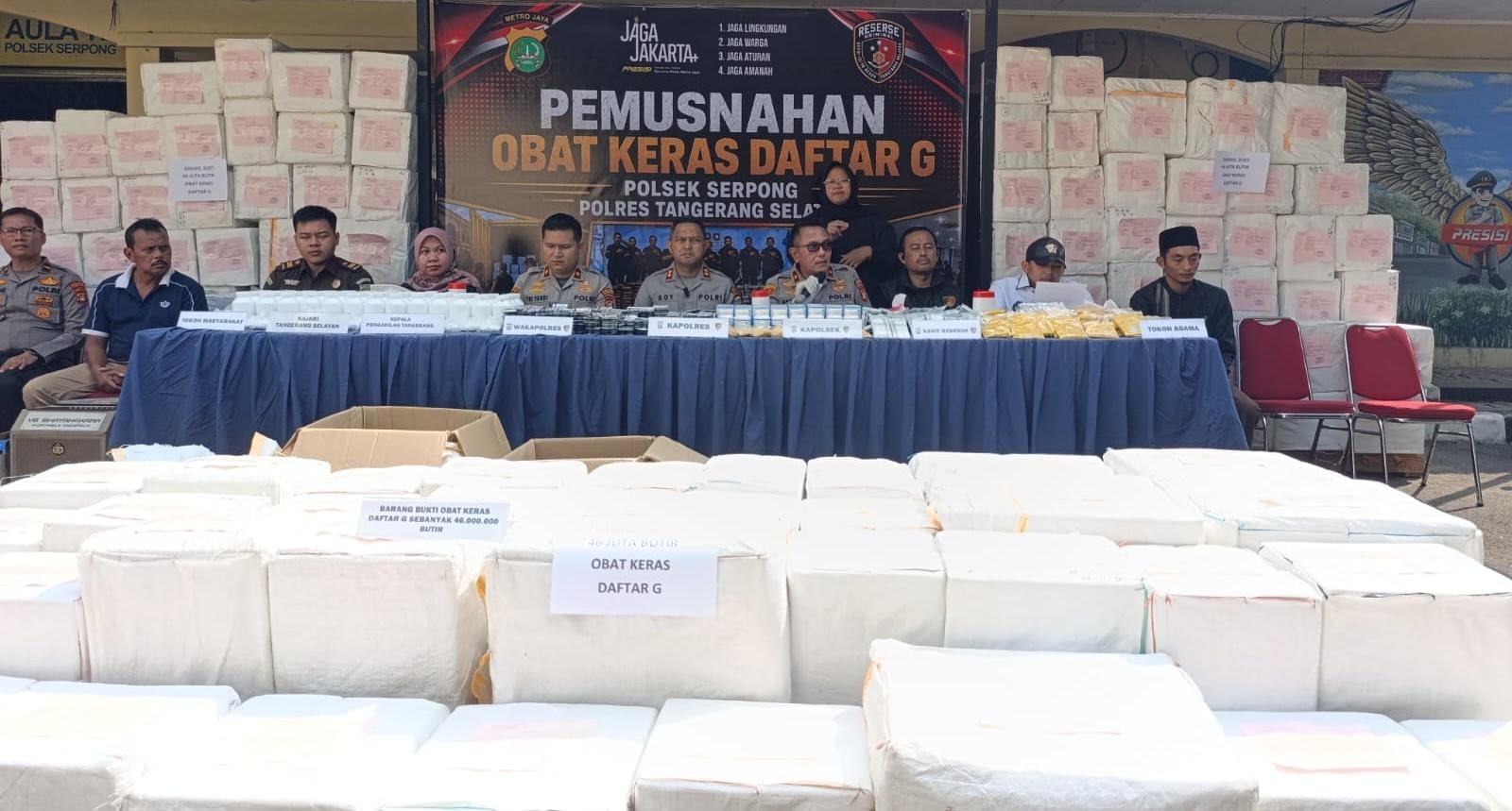 Polisi memusnahkan puluhan juta obat keras ilegal dan mengungkap jaringan peredaran obat tanpa izin edar di wilayah Tangerang Raya.