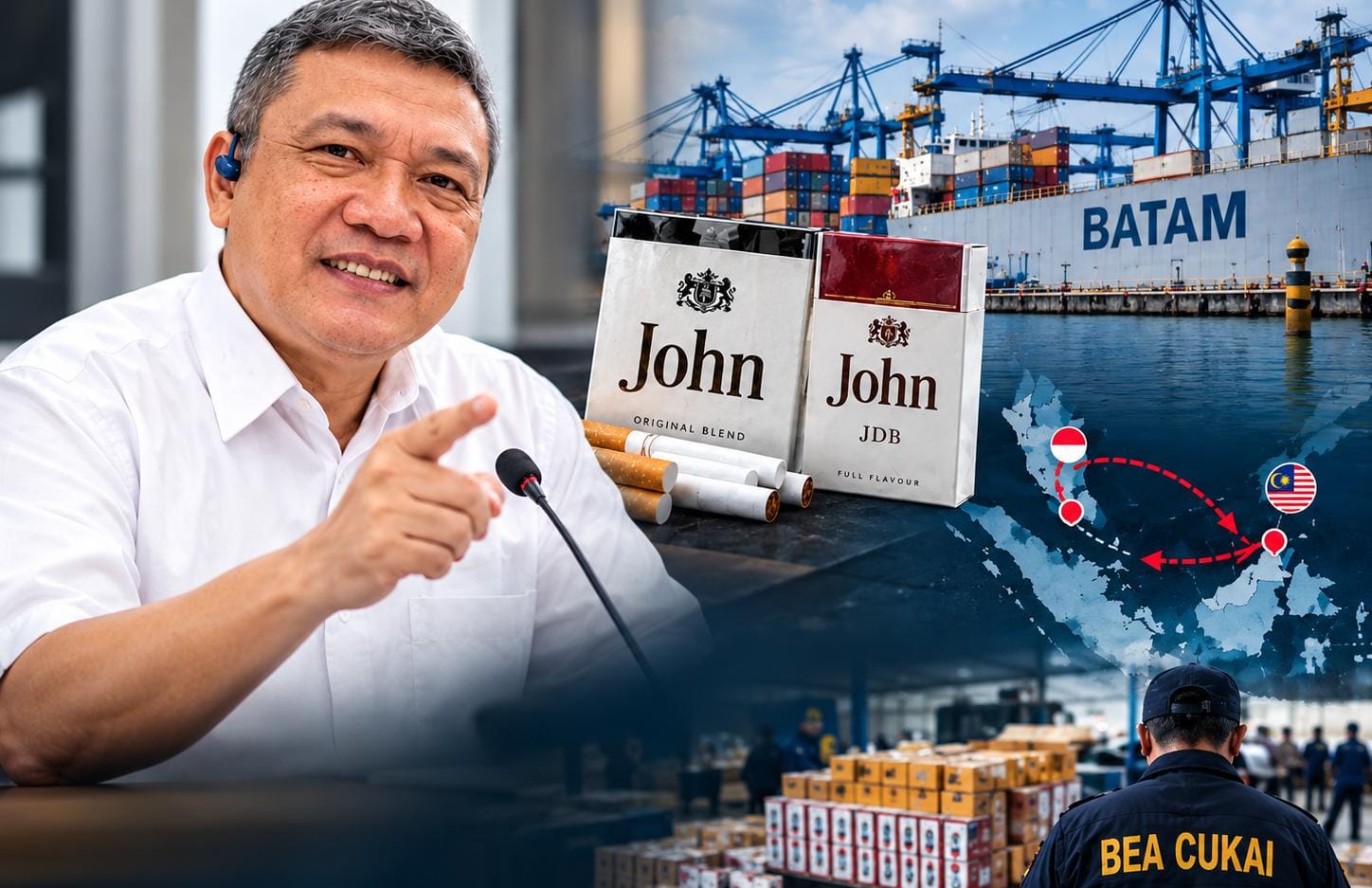 Rokok John JDB sebanyak 1,6 juta batang disita di Malaysia. BCW mendorong penelusuran asal produksi dan jalur distribusinya.
