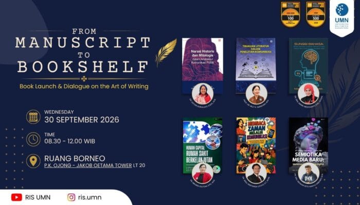 Enam buku karya akademisi UMN segera diluncurkan akhir September 2026, mengangkat isu komunikasi, teknologi digital, dan kesehatan.