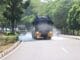Gunung Anak Krakatau Erupsi, Polresta Tangerang Semprot Jalan dengan Water Cannon