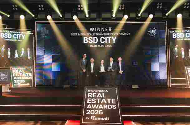 Sinar Mas Land memborong lima penghargaan IREA 2026 untuk BSD City, Grand Wisata, Hiera, dan NuOne at Arcova. dalam ajang properti nasional.