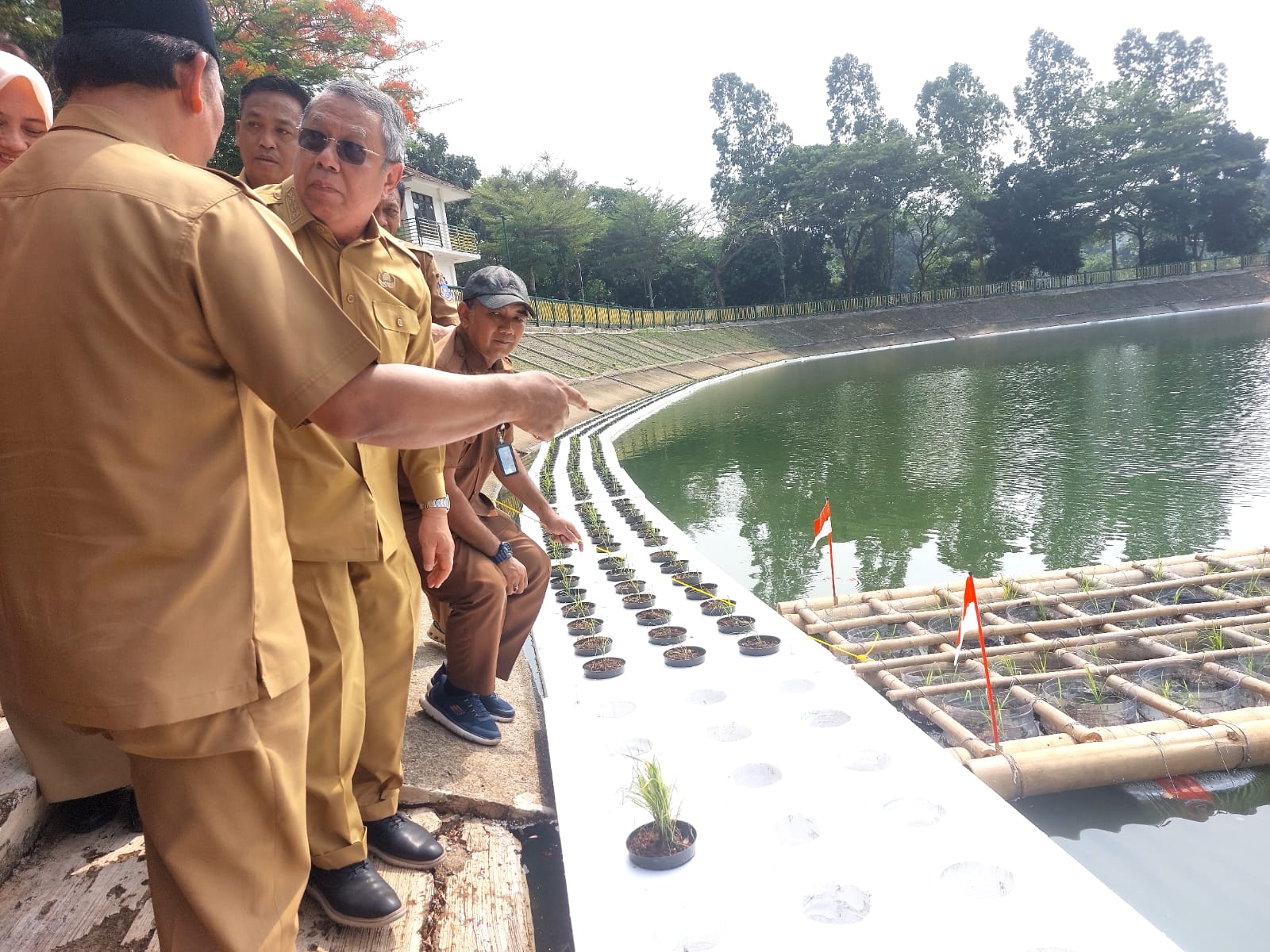 Pemkot Tangsel menguji varietas Inpari 32 di Tandon Ciater sebagai alternatif budidaya pangan di tengah keterbatasan lahan pertanian.