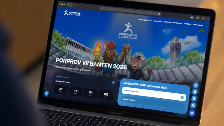 Website PORPROV VII Banten 2026 dilengkapi HELITA yang terhubung ke WhatsApp untuk mempermudah akses informasi bagi masyarakat.